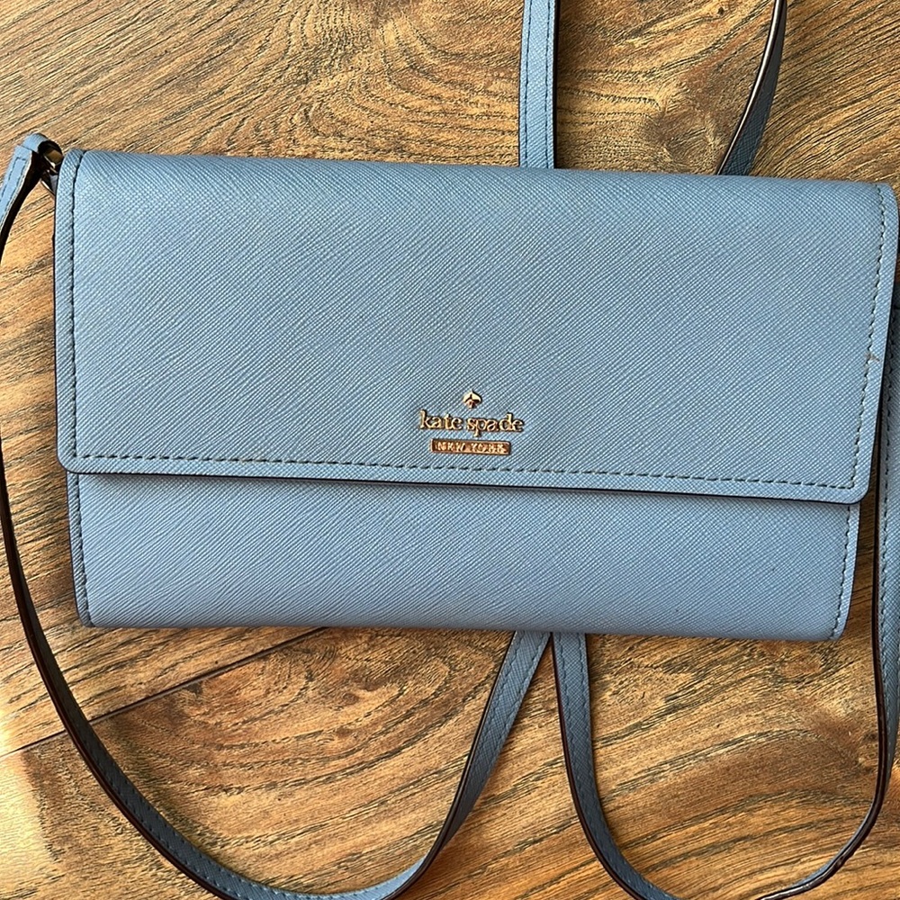 Light Blue Saffiano Leather Kate Spade Wallet Like Crossbody